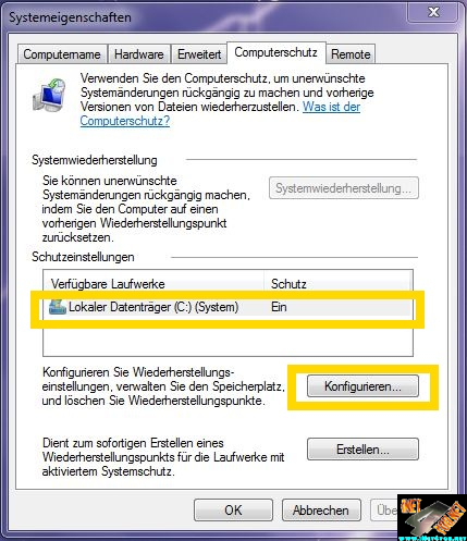 Systemwiederherstellung deaktivieren