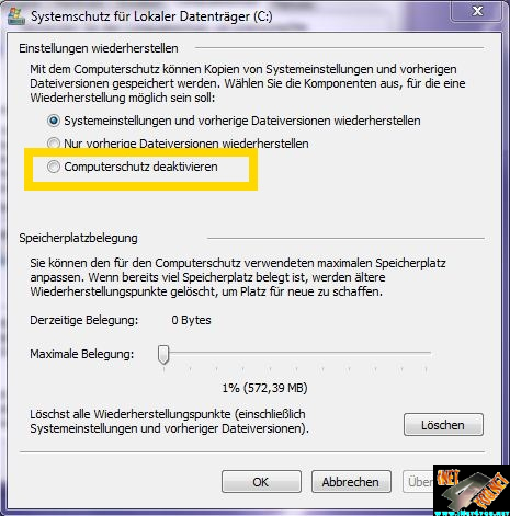 Systemwiederherstellung deaktivieren