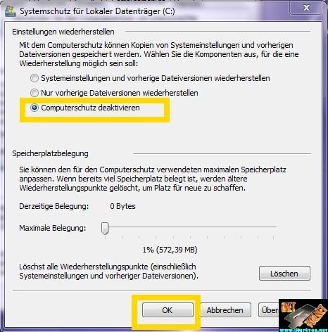 Systemwiederherstellung deaktivieren