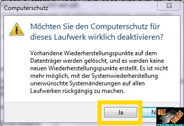 Systemwiederherstellung deaktivieren