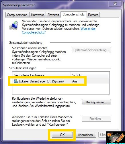 Systemwiederherstellung deaktivieren